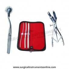 Hegar uterine dilator 3 pieces set,3-4, 7-8, 11-12, wartenberg pinwheel, mathieu speculum